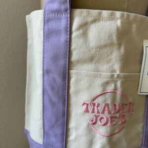 Trader Joe's Limited Edition Pastel Mini Lavender/Purple Canvas Tote Bag